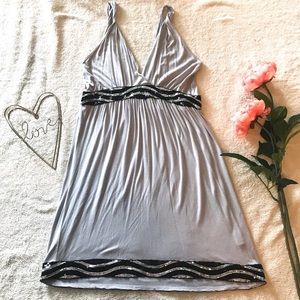 Triangle Top Grey Sequined Dress